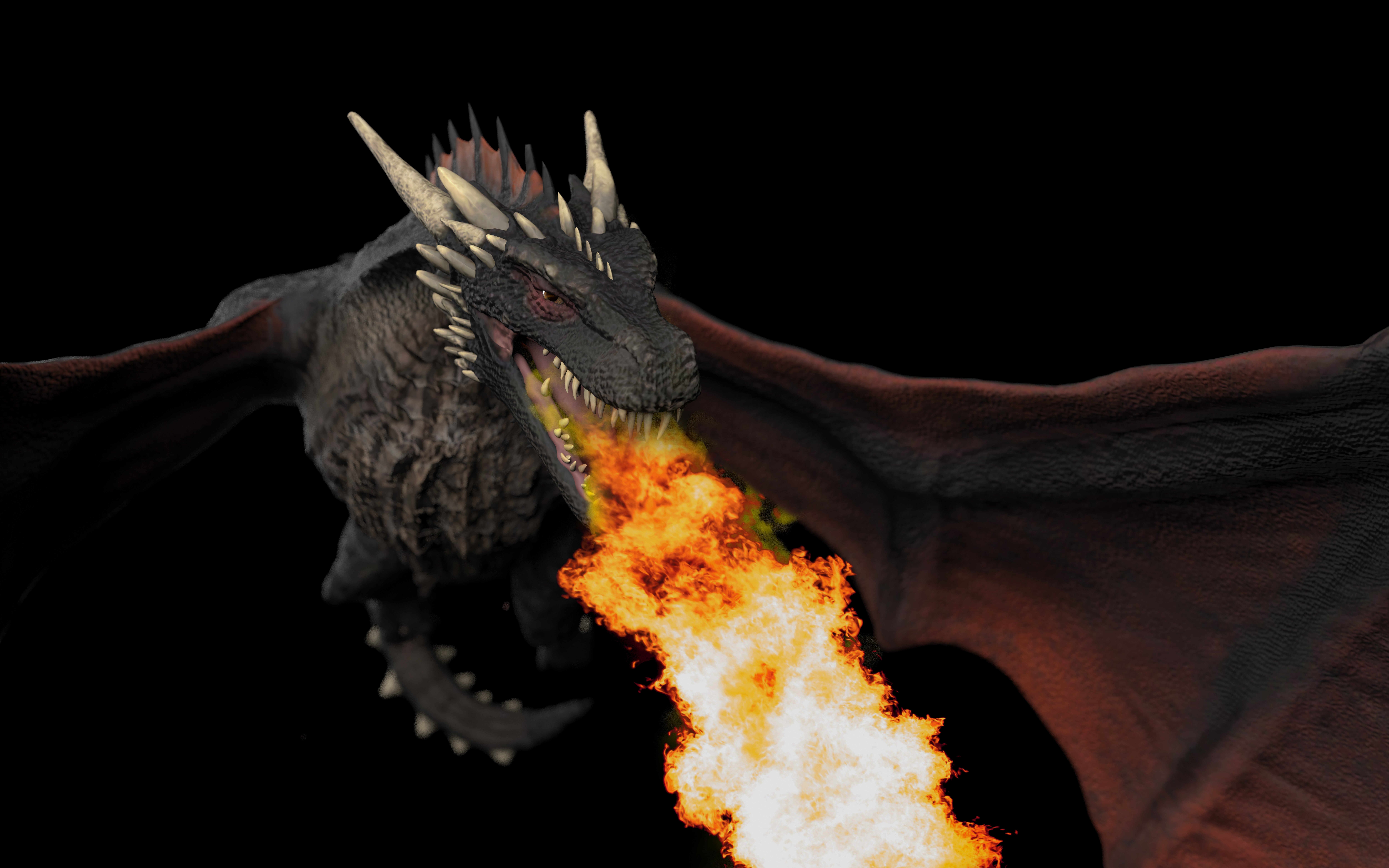 dragon with fire coming out of mouth