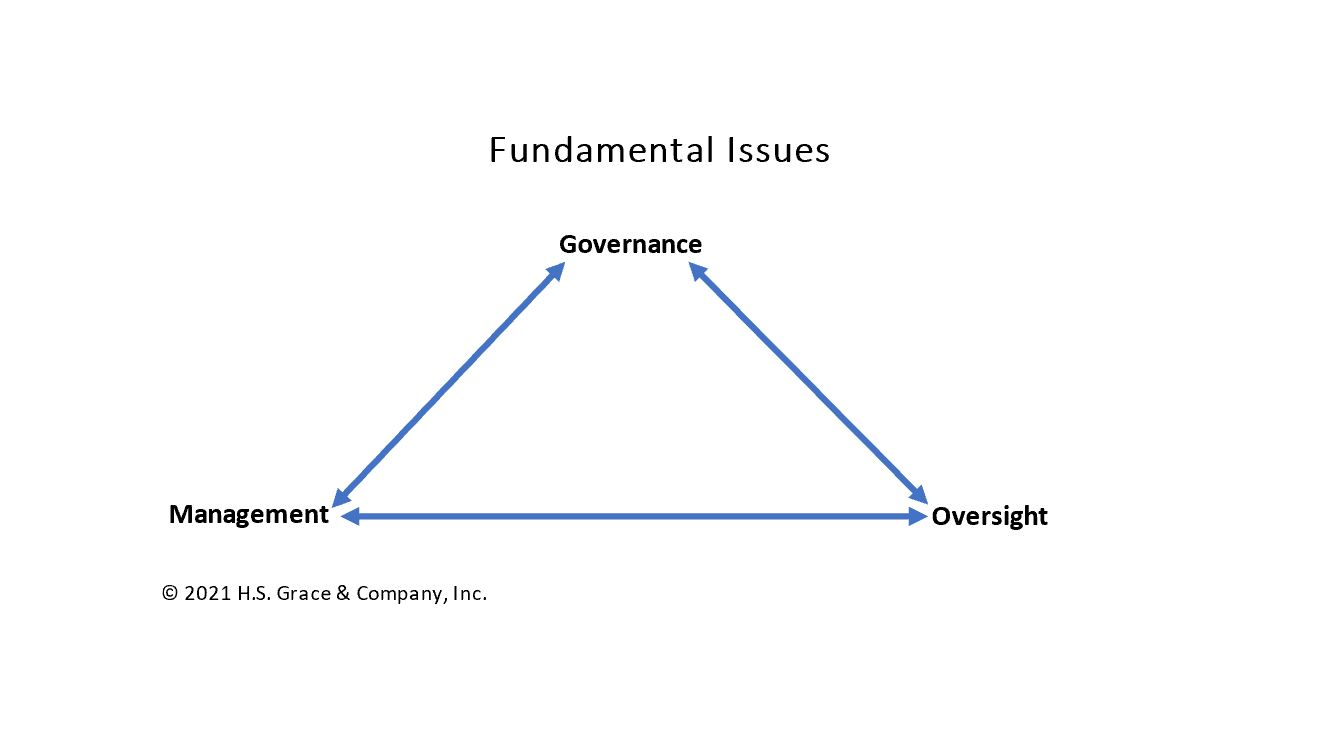 Fundamental Issues graphic showing they are governance, management, and oversight.