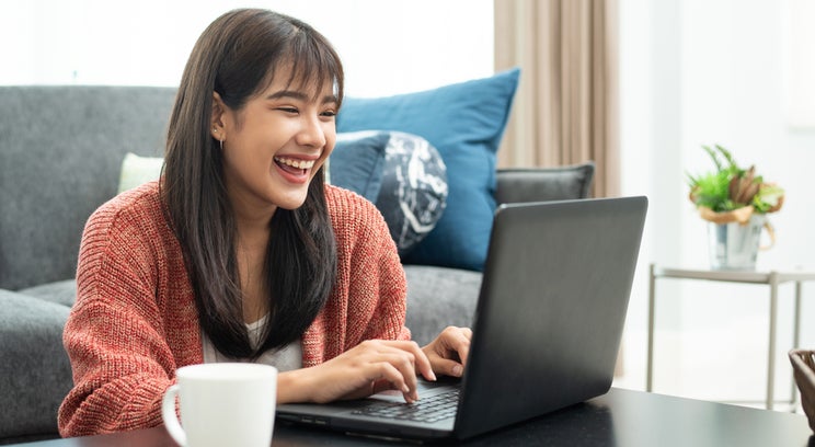 a woman working from home