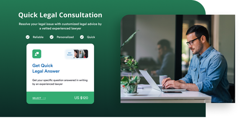 Trustiics quick legal consultation infographic.