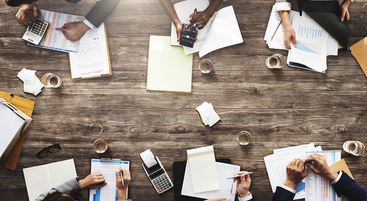 aerial view of a conference table