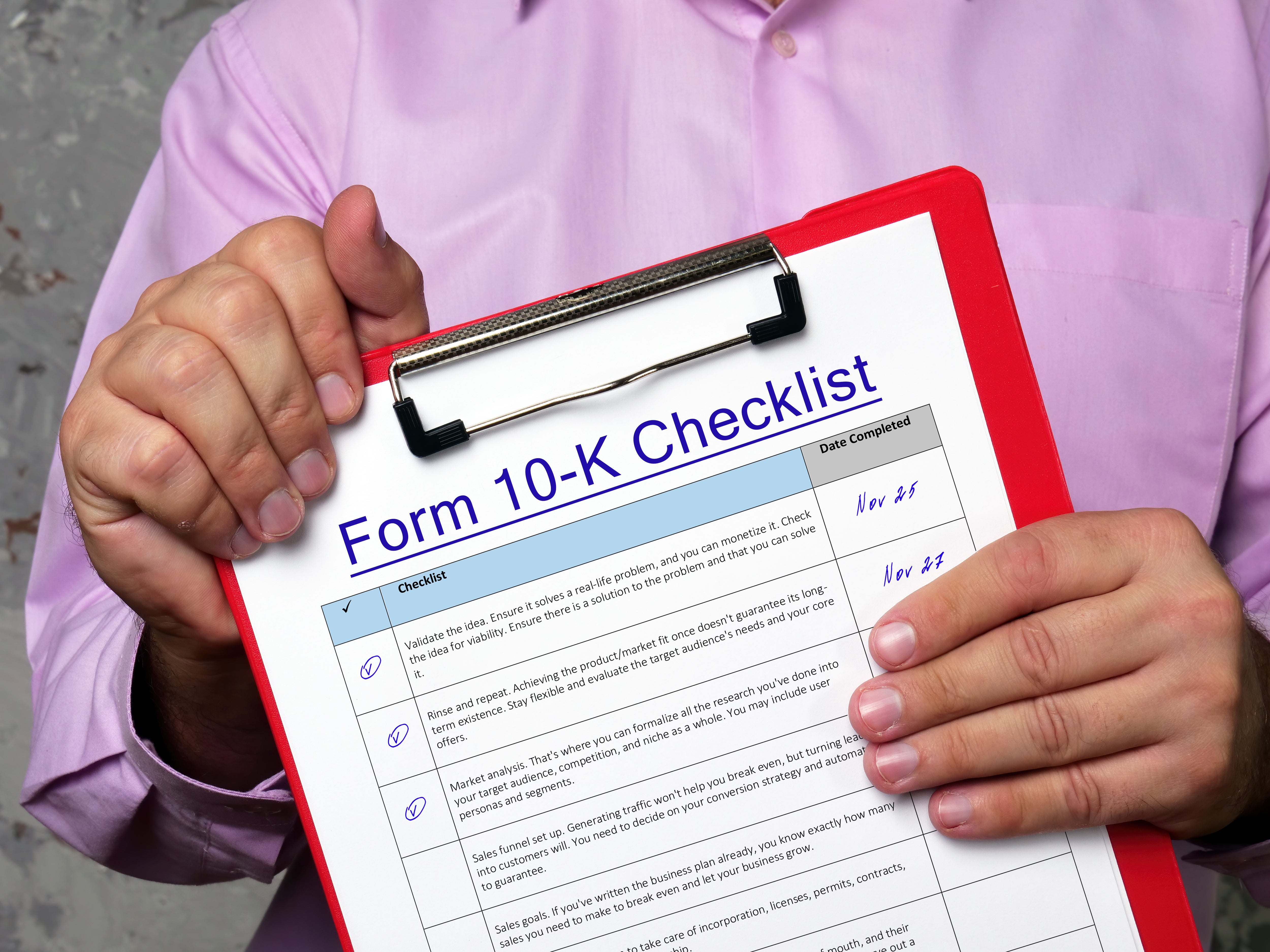 Form 10-K Checklist