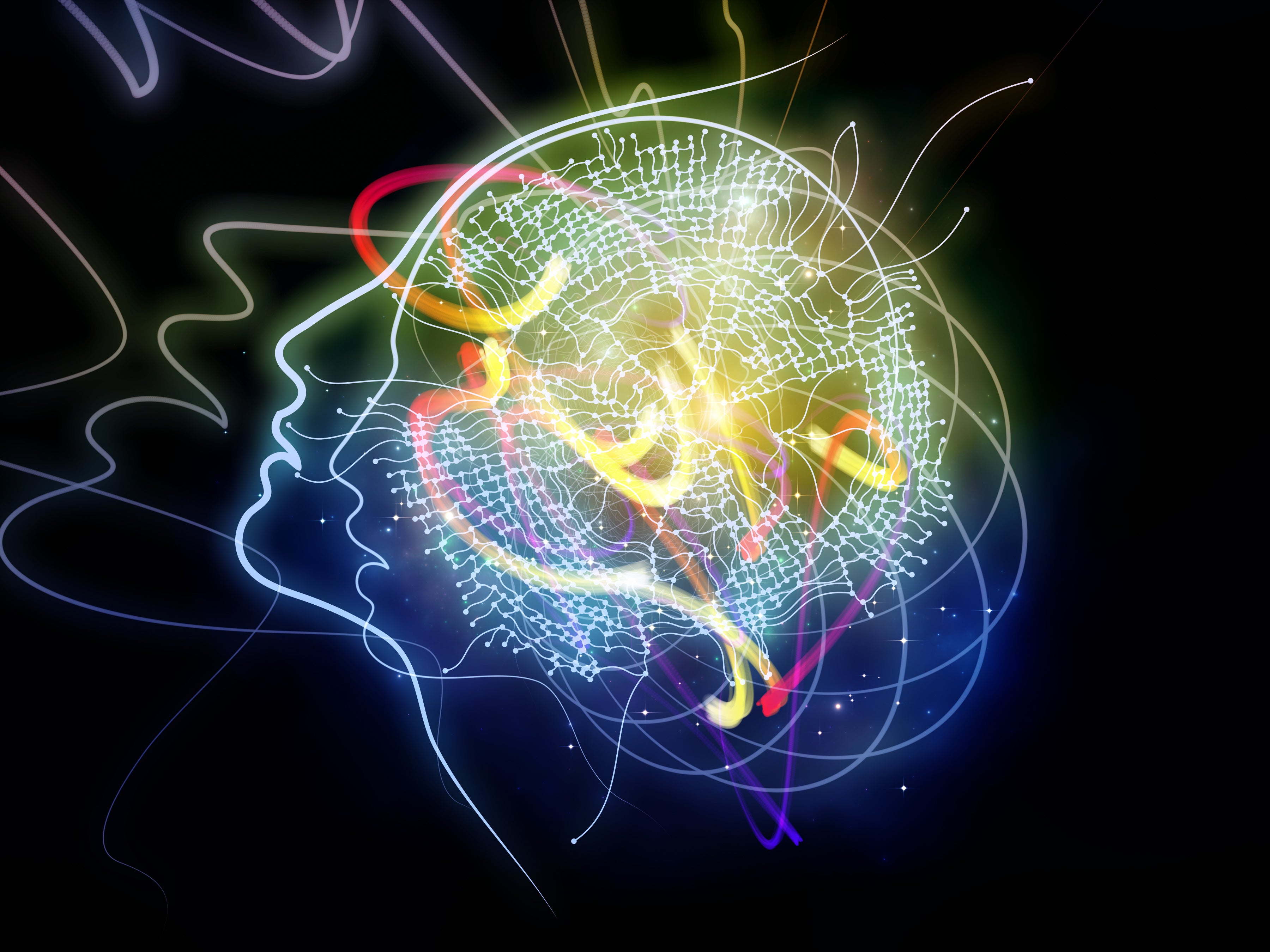 3D illustration of colorful human brain.