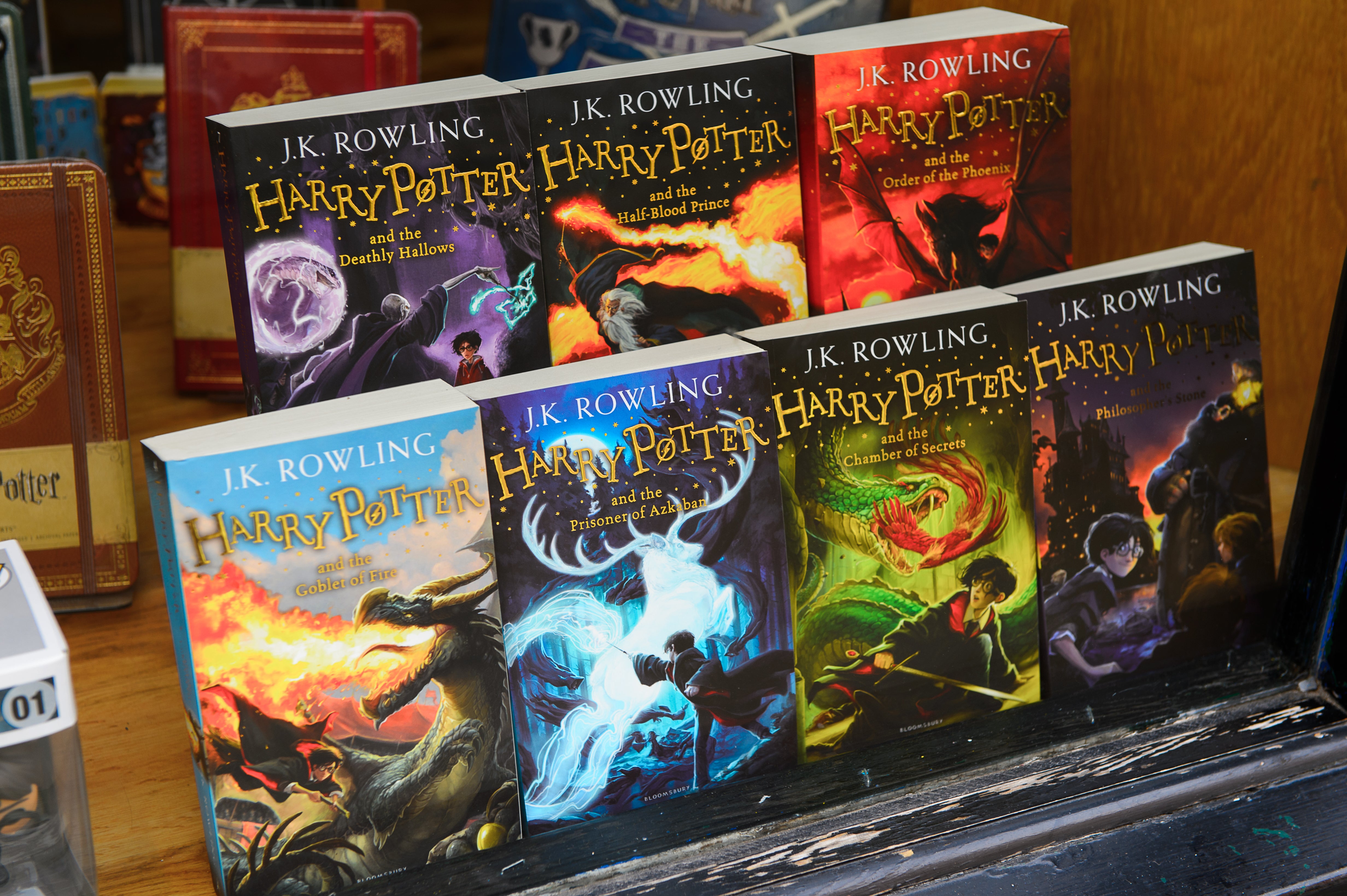 Books from the Harry Potter series.