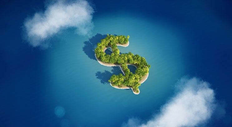 an island shaped like a money sign