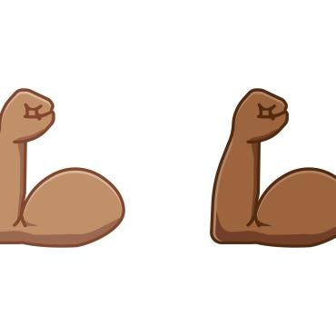 pumped-up arms in different skin colors