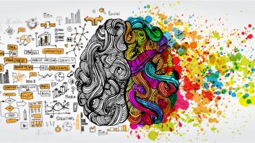 illustration of two sides of brain creative and analytical