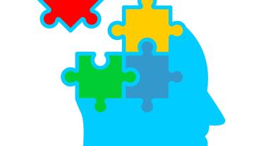 illustration-head with different color puzzle pieces fitting together except for one aimed at the head