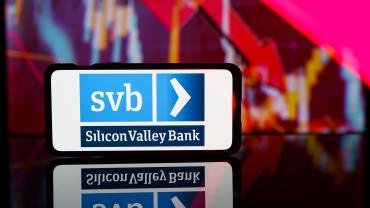 Silicon Valley Bank logo on an iPhone. 