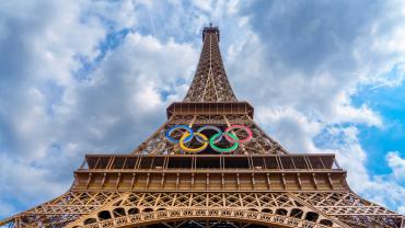 Olympic rings on the Eiffel Tower