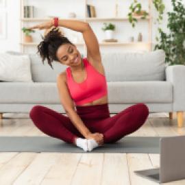woman taking virtual workout class