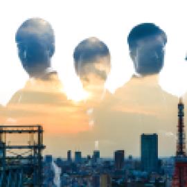 silhouettes with Vietnamese skyline 