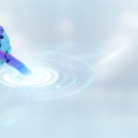 robotic hand touches a surface