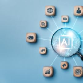 magnifying glass showing different AI uses