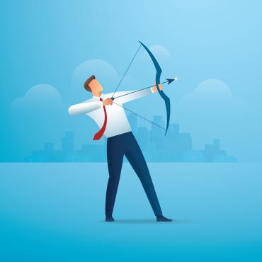 illustration of man with bow and arrow pointing up
