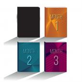 4 books. One blank. Others reading month 1, month 2, month 3