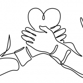 Hands hugging heart to chest