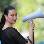 photo of woman with megaphone