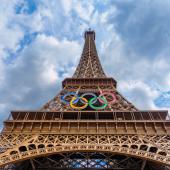 Olympic rings on the Eiffel Tower