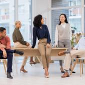 Modern workplace with workers