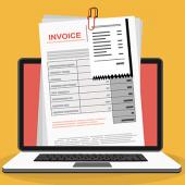 invoice documents on a laptop