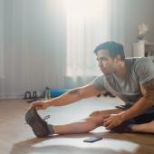 a man working out at home