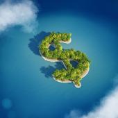 an island shaped like a money sign